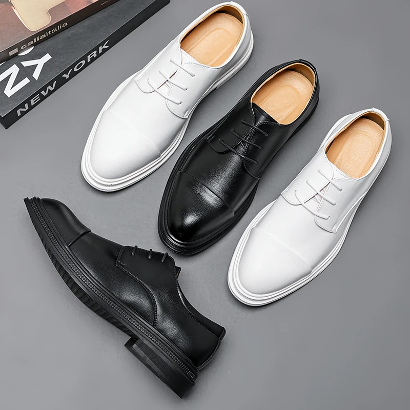 formal white dress shoes Handmade Men White brogue Dress shoes, Men White crepe sole formal shoes US 8.5 / White / D main image 1