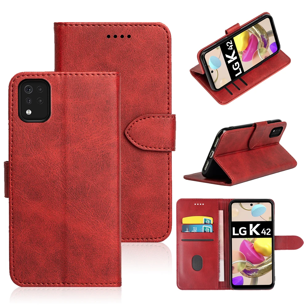 Klapber Custodia per LG Velvet in Pelle, Cover LG Velvet Cellulare Portafoglio con Slot per Schede e Chiusura Magnetica Guscio in Silicone per LG Velvet, Rosso