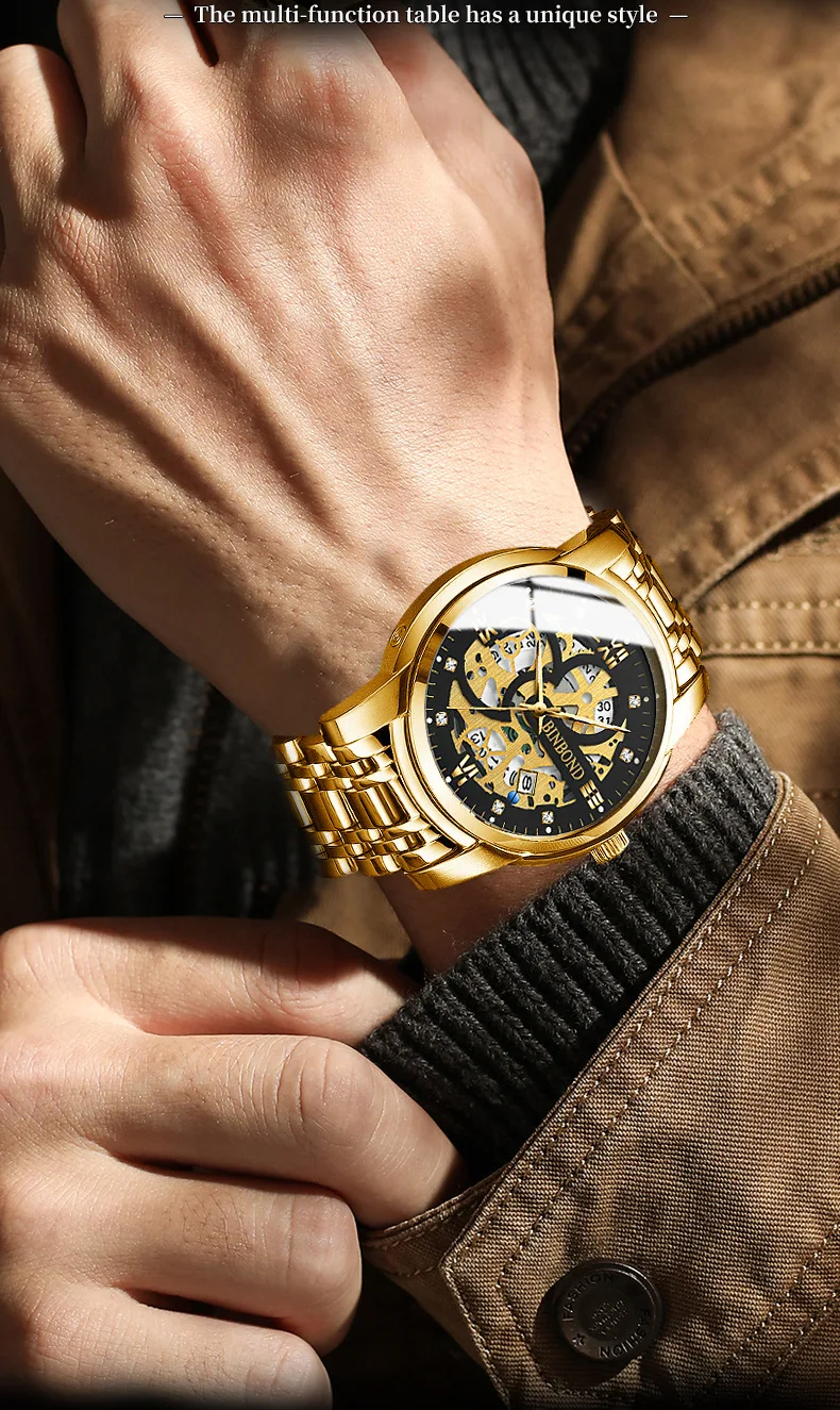 Binbond 6656 Popular Men's Quartz Watches 3ATM Waterproof Week Auto Date High Quality Watch Fashion Luminous Hands Wristwatches