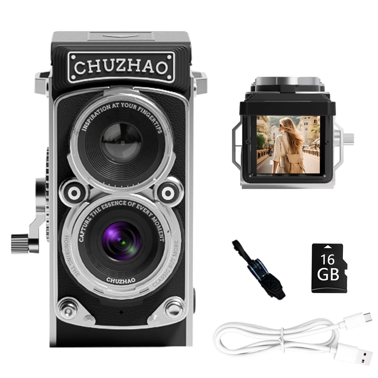 CHUZHAO M1 デュアルリフレックスデジカメ 480P対応 小型旅行カメラ