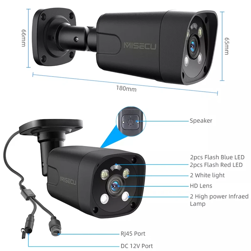 Misecu Poe 8mp Ip Camera Waterproof System Face Detection
