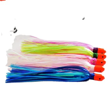 SUPERIORFISHING 5pc 12cm Lead Head Flash Teaser Big Hole Head Artificial Soft Bait Polyester Mylar Tinsel Fishing Saltwater Fish – Soft Lure – view 2