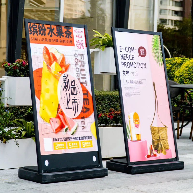 Sidewalk metal stainless steel advertising display sign board stand