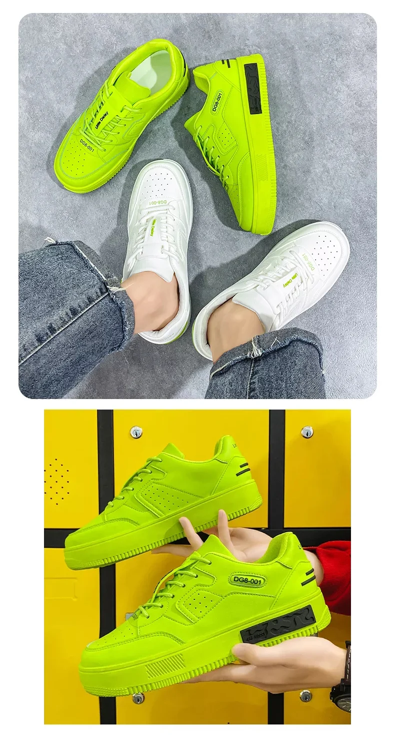 Bright green fashion style thick sole men shoes custom logo walking style sneaker good price men casual shoes