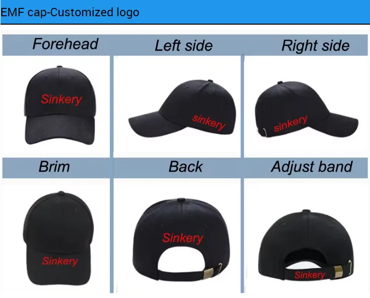 EMF Shielding Baseball Cap Logo Anti 5G WiFi Electromagnetic Radiation Protection Hat for Men Women Daily Office