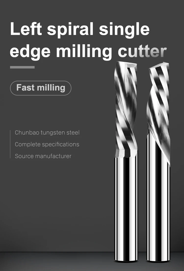 Single Edge Tungsten Steel Milling Cutter Spiral End Mill Woodworking