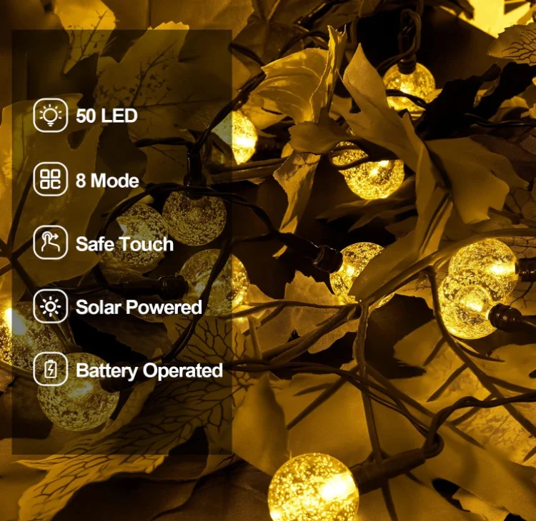 Уличная пузырьковая гирлянда 7 м/50 светодиодов многоцветные водонепроницаемые рождественские гирлянды с хрустальными шариками для дома сада