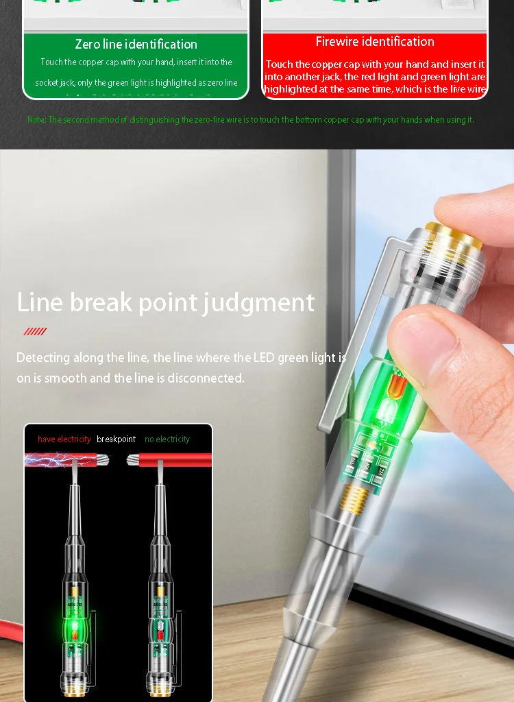 Factory Direct multifunctional test pen with LED two-color light