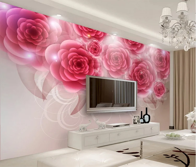 Custom Photo Wallpaper 3D Stereo Romantic Flowers Mural Wedding House  Bedroom Background Wall Decor Papel De Parede 3D Wallpaper  Amazoncouk  DIY  Tools
