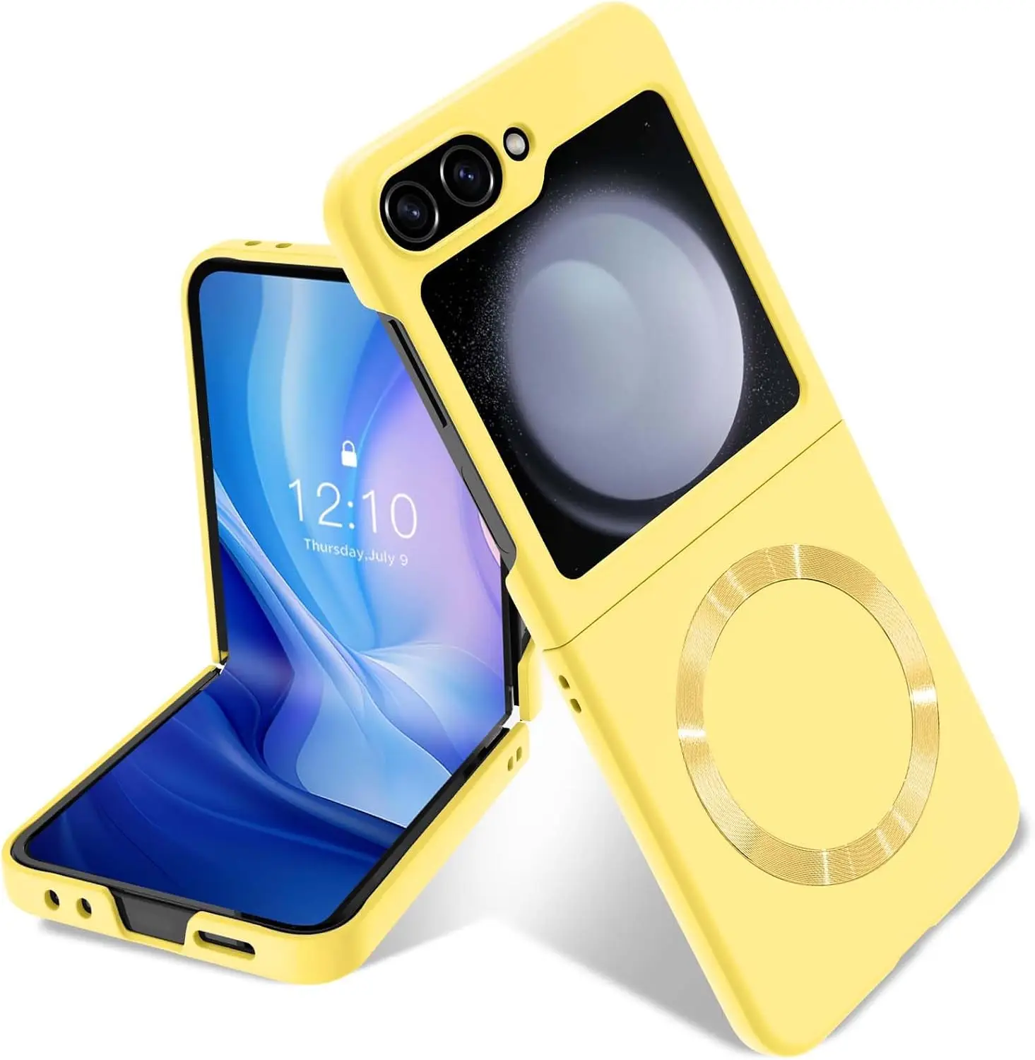 Magnetic Case for Samsung Galaxy Z Flip 6 5 Wireless Charging Compatible Heavy Duty Shockproof Protection Anti-Scratch