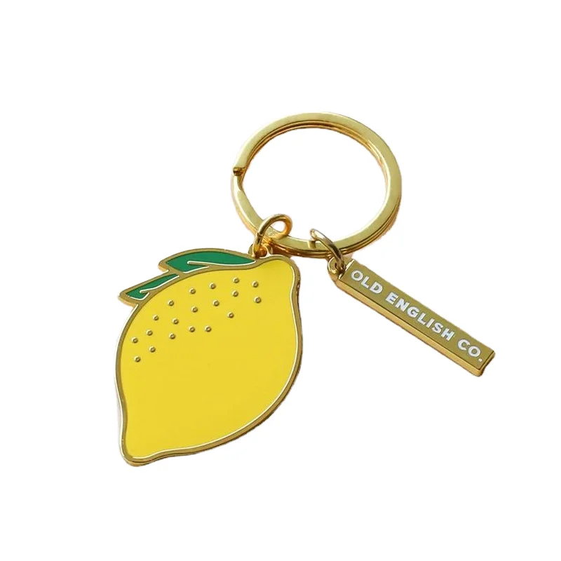 Wholesale Popular Custom Lemon Keychain Soft Hard Enamel Keyring Metal Key Tag  with Custom Logo for Gifts manufacture