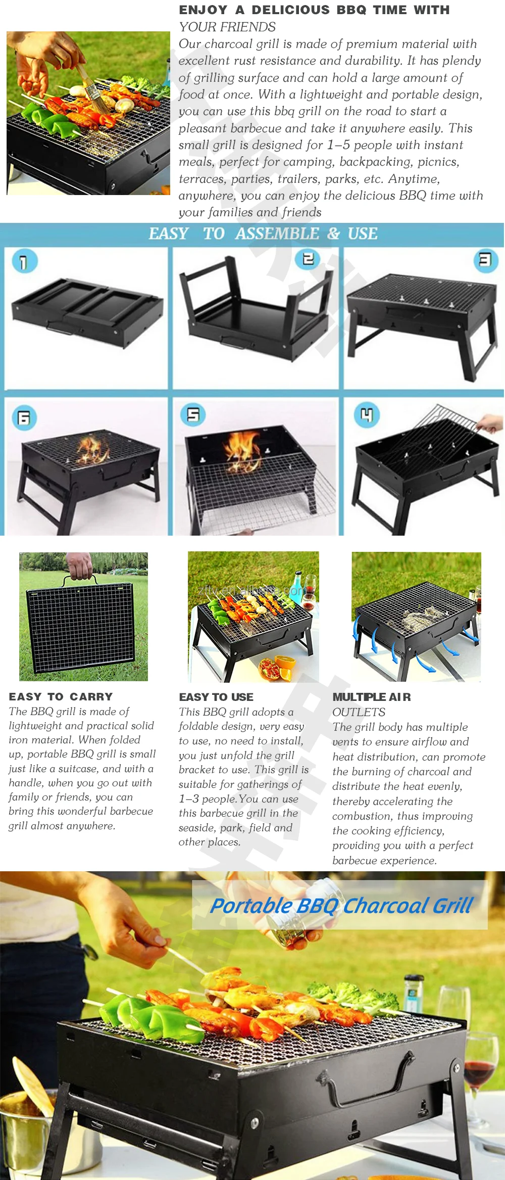 Barbecue Mini Charcoal Grill Portable Folding Bbq Grill Outdoor Grill