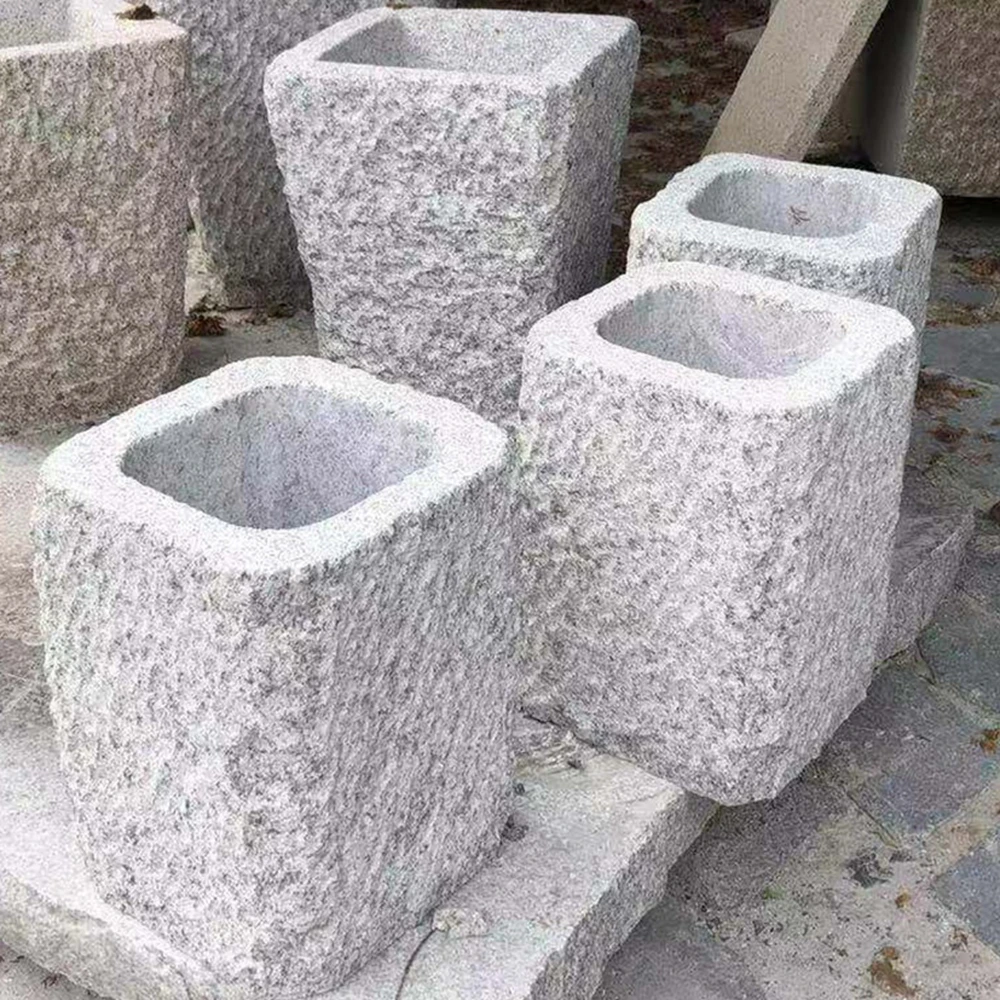 Декоративный Открытый Патио Сад натуральный камень квадратный плантатор и цветочный горшок