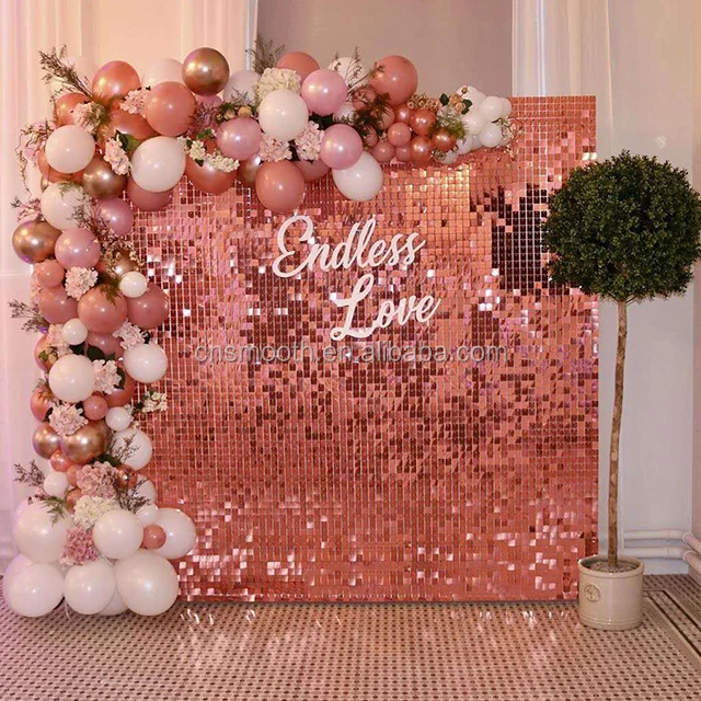 Rose Gold Party 3d Shimmer Wall Backdrop Decor Sequins Panel for Outdoor