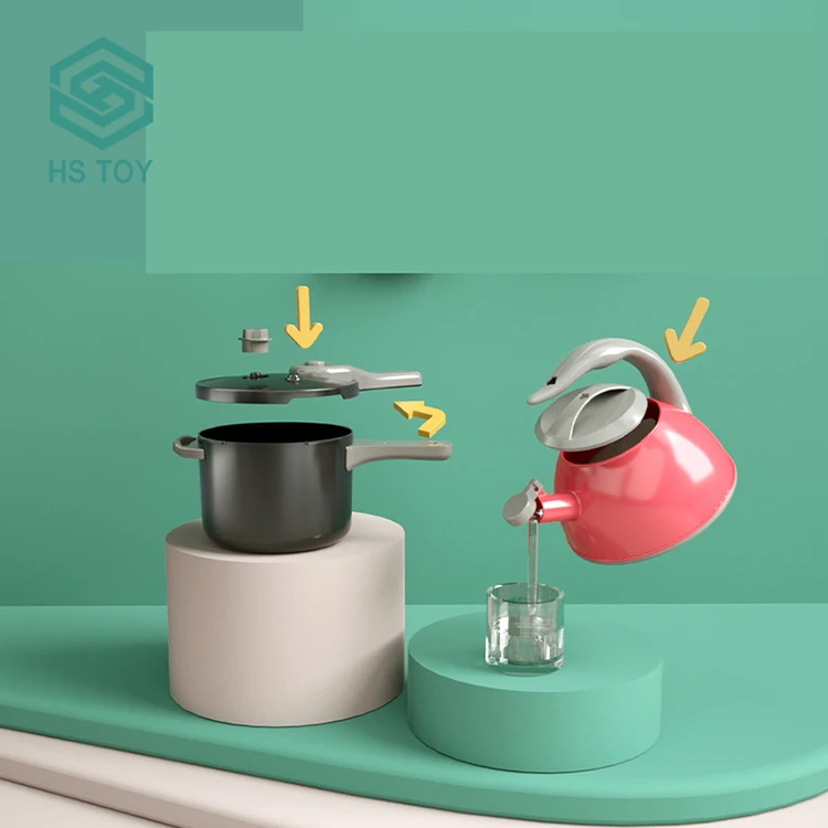 HS Simulation Large Role Play Game Treasure Induction Kitchen Set Toy Pressure Rice Cooker for Kids