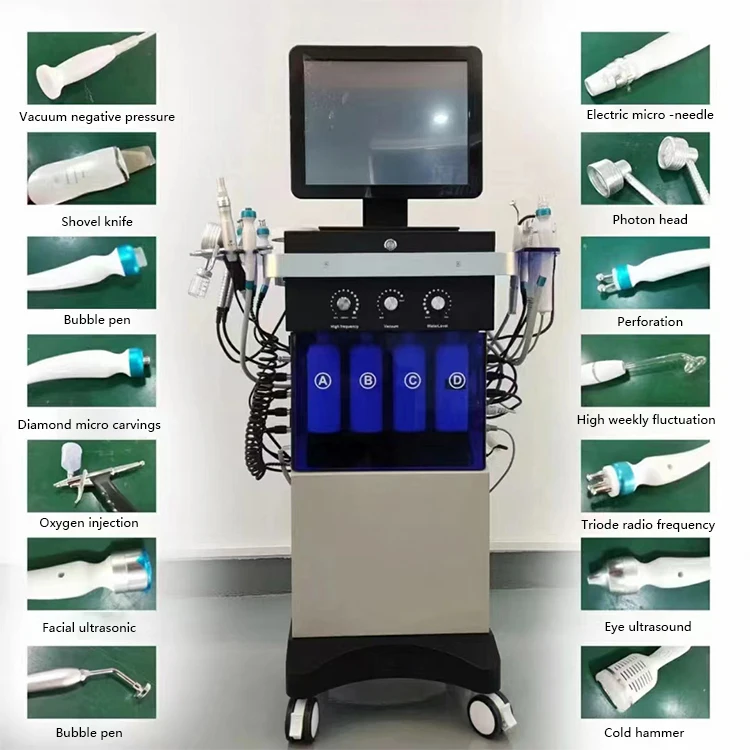 AQUA DERMA 美容機器 14 in 1 Oxygen Jet Hydra Aqua Peel Facial Cleaning Face Skin