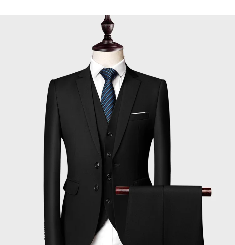 Wholesale Black Men's Two-piece Suit New Professional Business Best Man Groom Wedding Men's Suit(jacket + Pants)