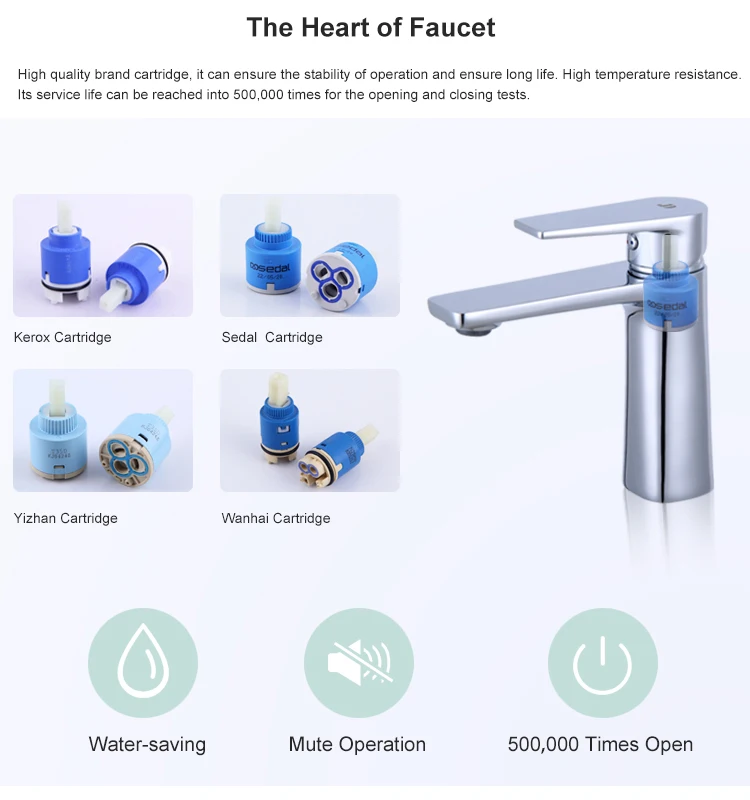 Grifo monomando para lavabo de baño con agua fría y caliente de latón