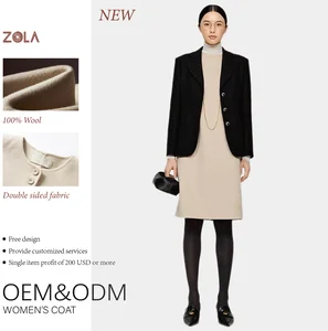 Ladies' Fashion Short Woolen Coat Winter Casual Outerwear with Button Closure and Handmade Detail for Warmth