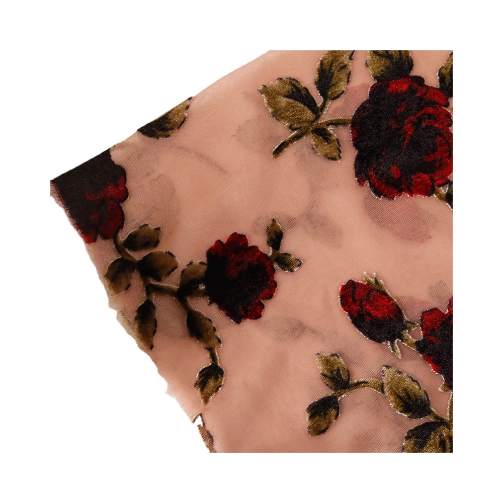 Wholesale 80Rayon 20nylon Floral Printed Burnout Fabrics Custom Design Burnout Velvet Mesh Fabric