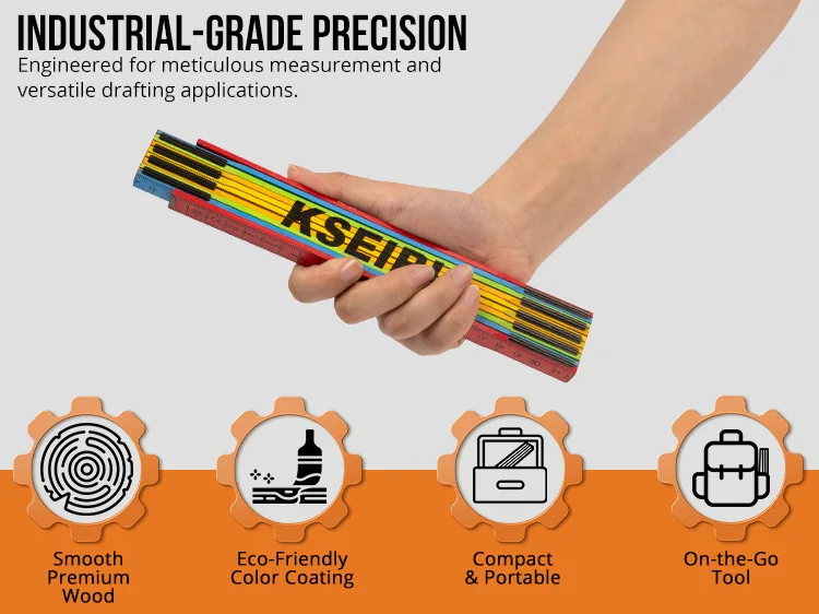Extra Wide Ruler KSEIBI Extra Long Wooden Folding Ruler - 2m Measuring Tool