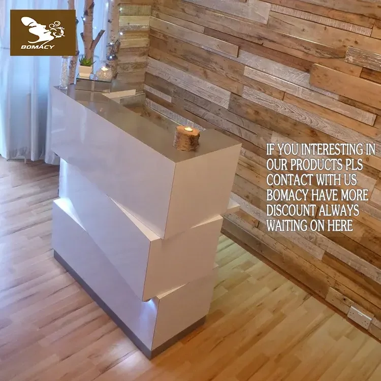 Bomacy Hot Sale Modern White Simple Business Design Salon Furniture Reception Desk