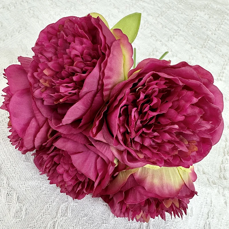 product high quality 5 head happy peony silk fabric bundle colorful artificial peonies for easter wedding decorations-51