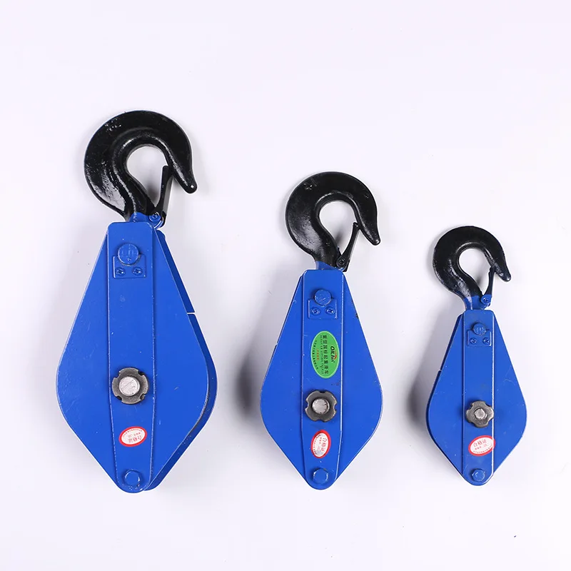 High Strength Single Sheave Block Open Hook Lifting Tackle Pulley Alloy