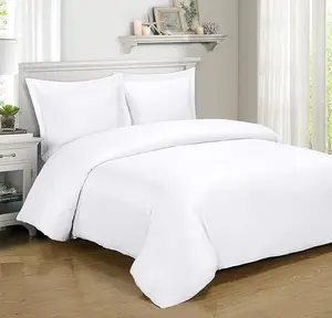 Pure White Hotel Bedding Set 100% Cotton 300 Thread Count 4 Piece Set Inner Ties Design Luxury Collection