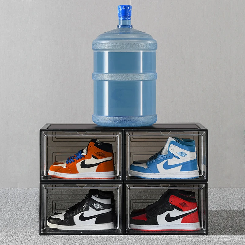 Sneaker Organizer Container Drop Front Shoe Box with Magnetic Door ...