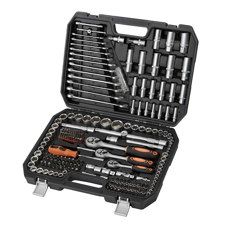 KAFUWELL H18007AW 216PCS Tools Kit Tool Box Professional Socket Wrench Set Ratchet Handle Socket Bits CRV Kit Ratchet Set
