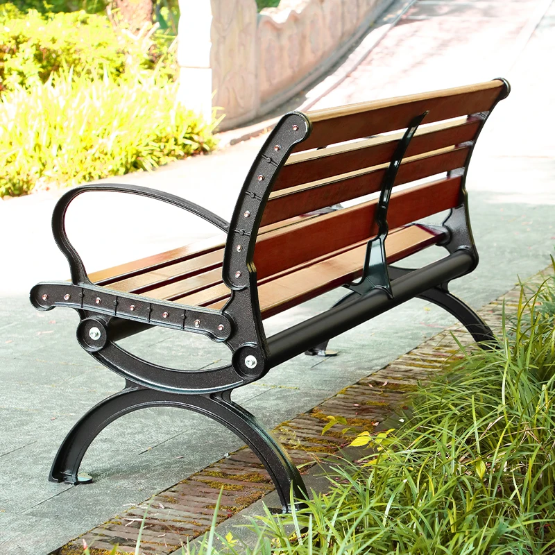 Factory Wholesale Outdoor Furniture Bench Chair Durable Pine Wood Garden Street Cast aluminium Seating Bench supplier