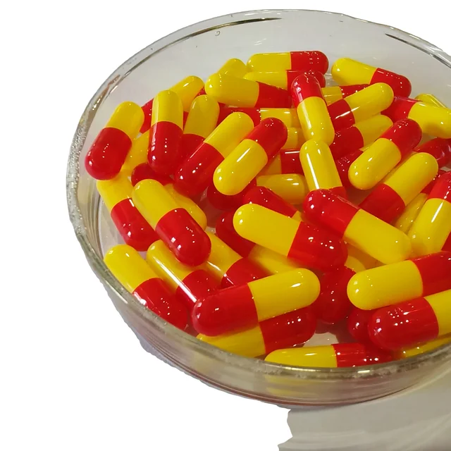 Professional manufacturer #2 2# red yellow empty (hollow ) hard gelatin capsule capsules