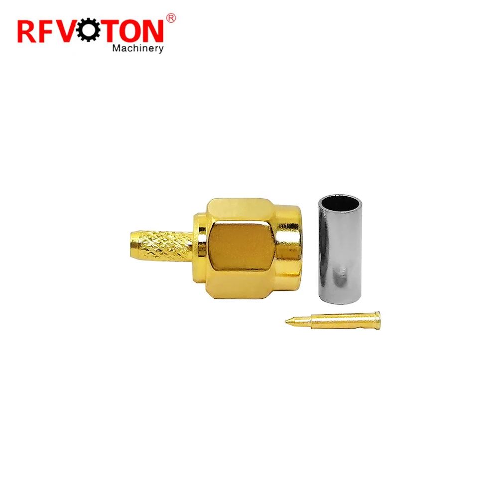 Factory Supply Gold Plated Sma Male Plug Crimp Rg316 Rg174 LWTR100 Cable Rf Coax Pin Tube Connectors Converter (rf ) in Stock