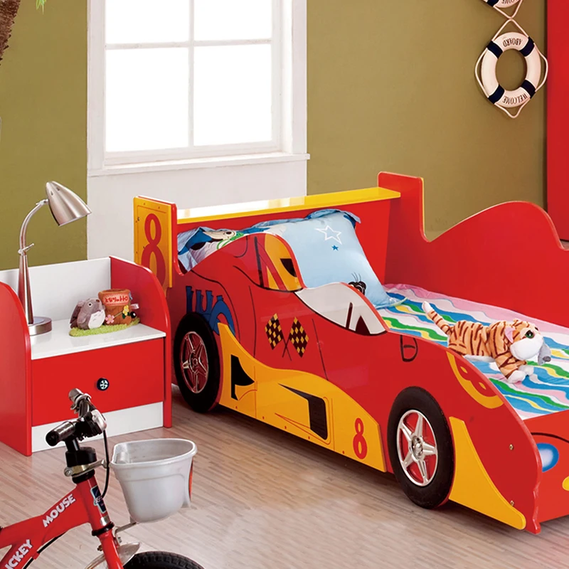 Juego de cama de coche de carreras para niños, muebles de dormitorio de  madera, coche de carreras creativo, juegos modernos, venta al por mayor