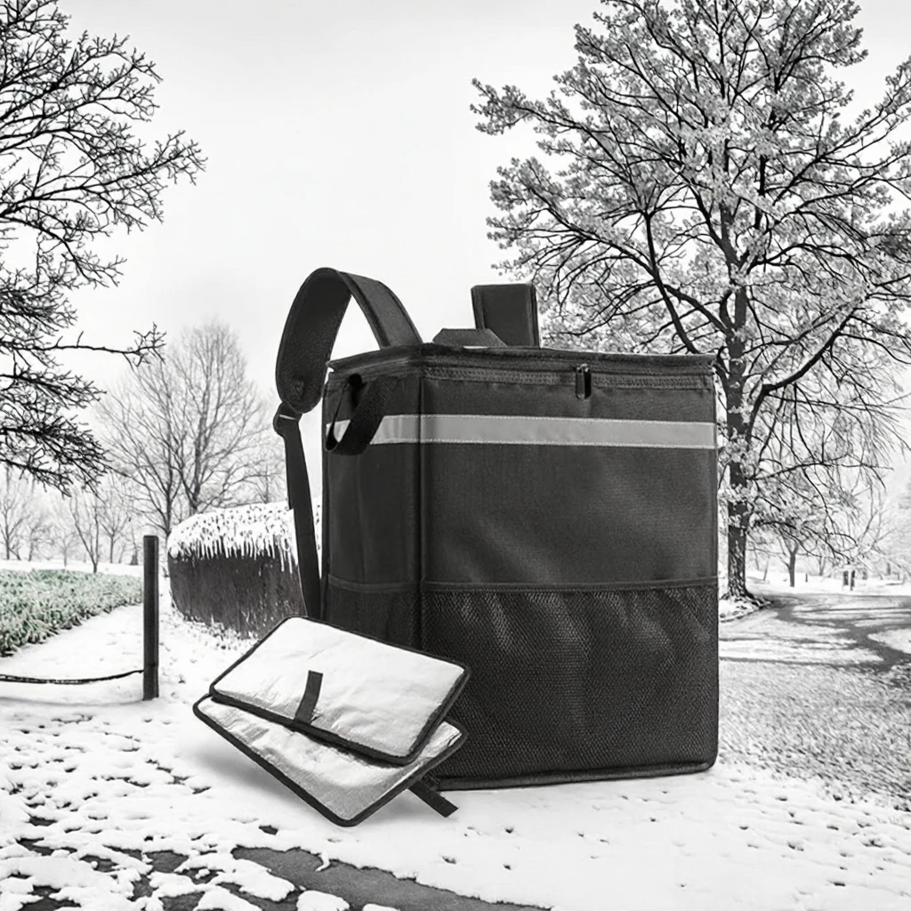 product high quality large capacity portable waterproof delivery backpack with pizza pouch thermal bag made of durable polyester-3