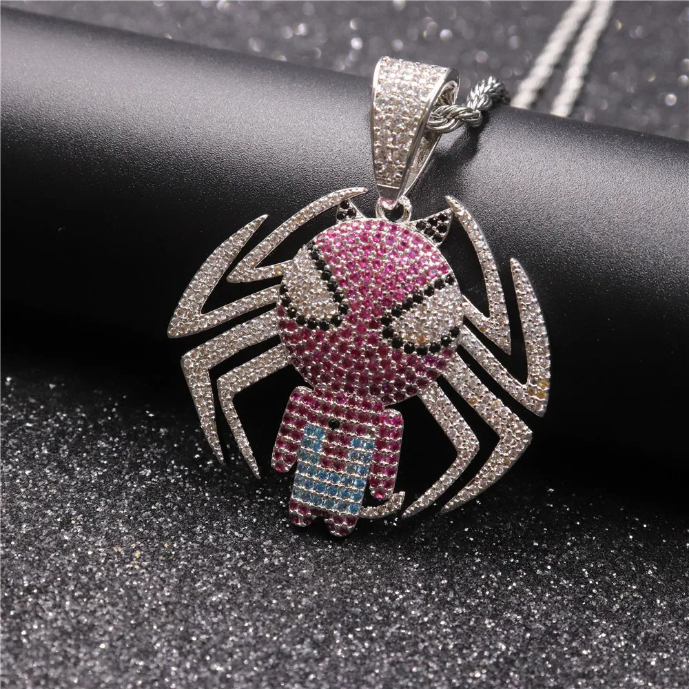 iced out spider man pendant