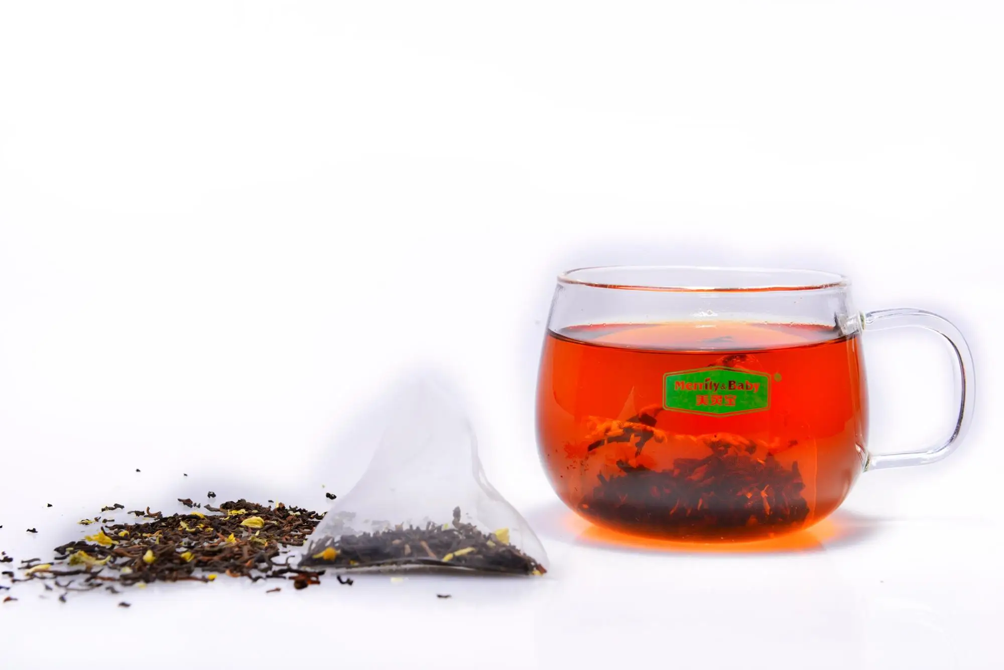 OEM Private Label Biodegradable Pyramid Triangle Tea Bags With Strings Flower/Herbal Blended Green/Black/Puer Tea