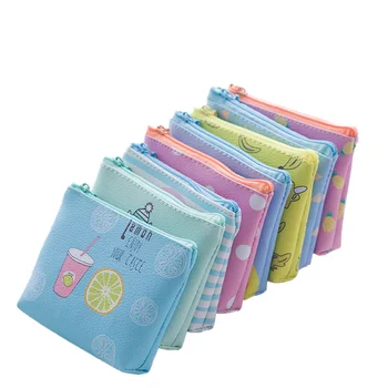 Wholesale Cute Cartoon Kids Coin Purse Animal Fruit Zipper Credit Card Holder Small Change Pouch Women PU Leather Wallets