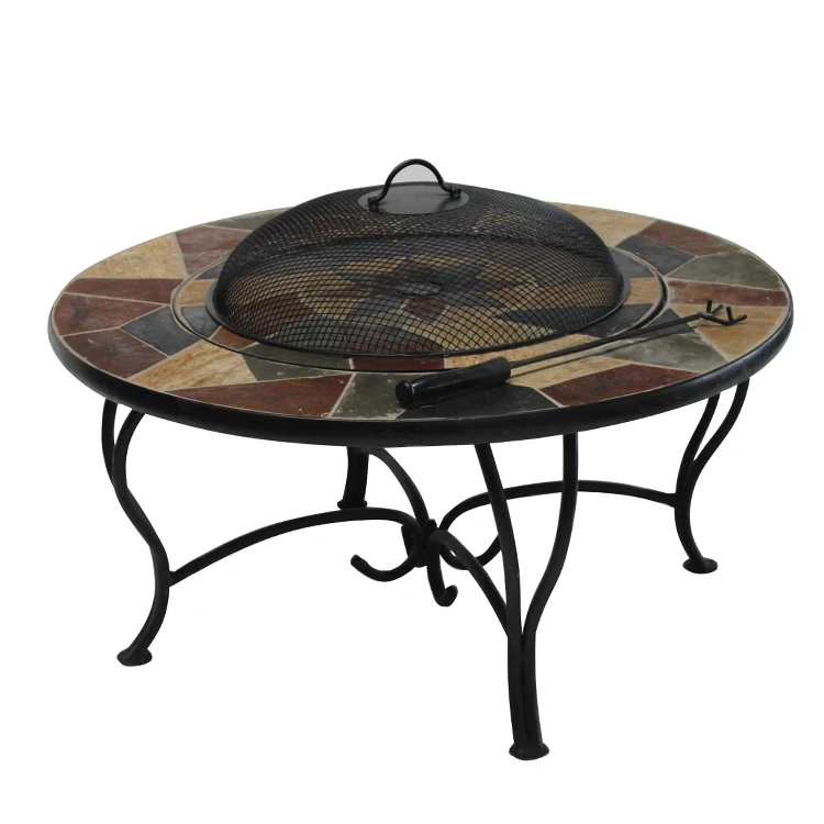 Outdoor Garden Brasero Barbecue Table Wood Fire Pit Bbq Table Grill