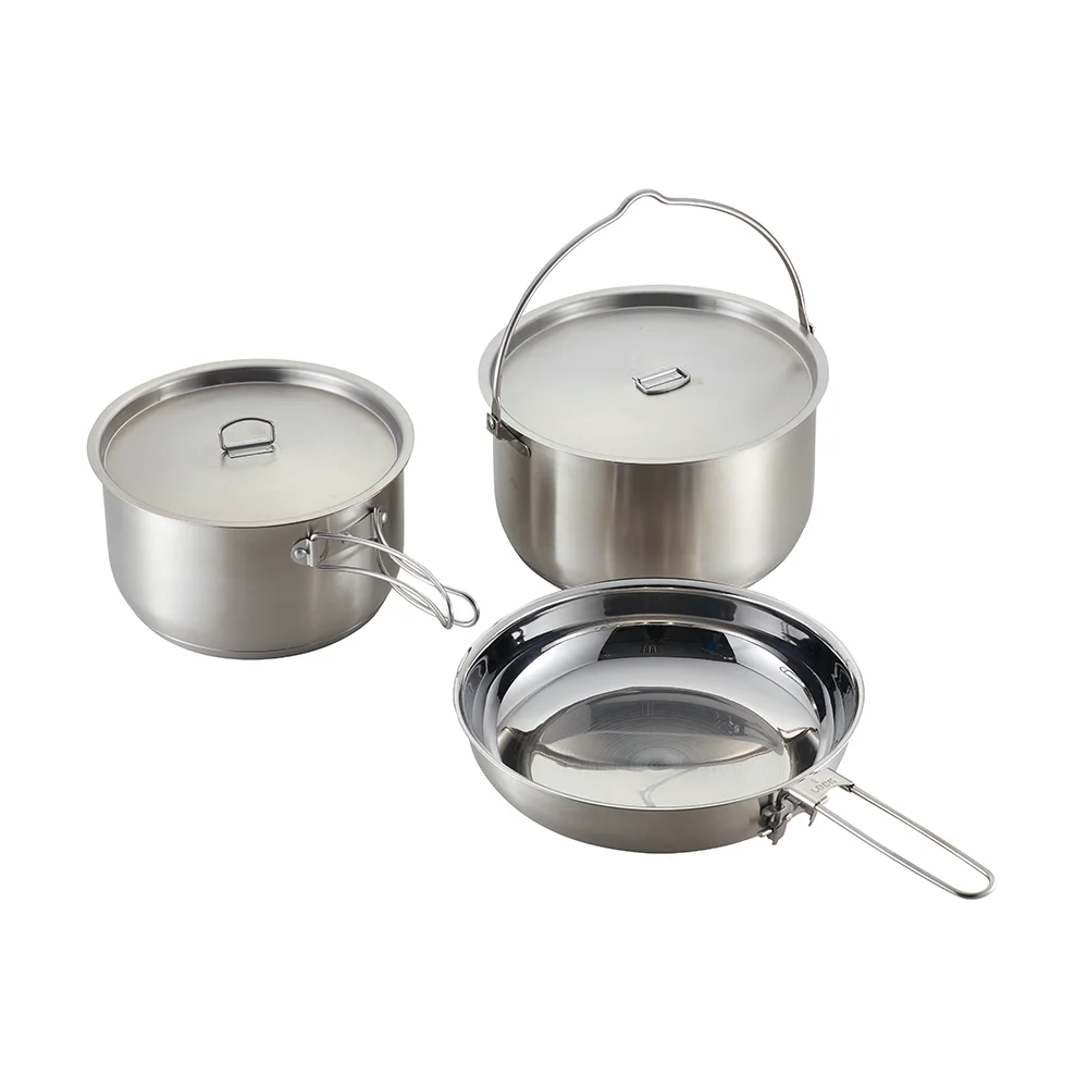 Latest Design 5Pcs Ultra Light Stainless Steel Outdoor Picnic Pot Set Hiking Equipment Cooking Set For Camping details