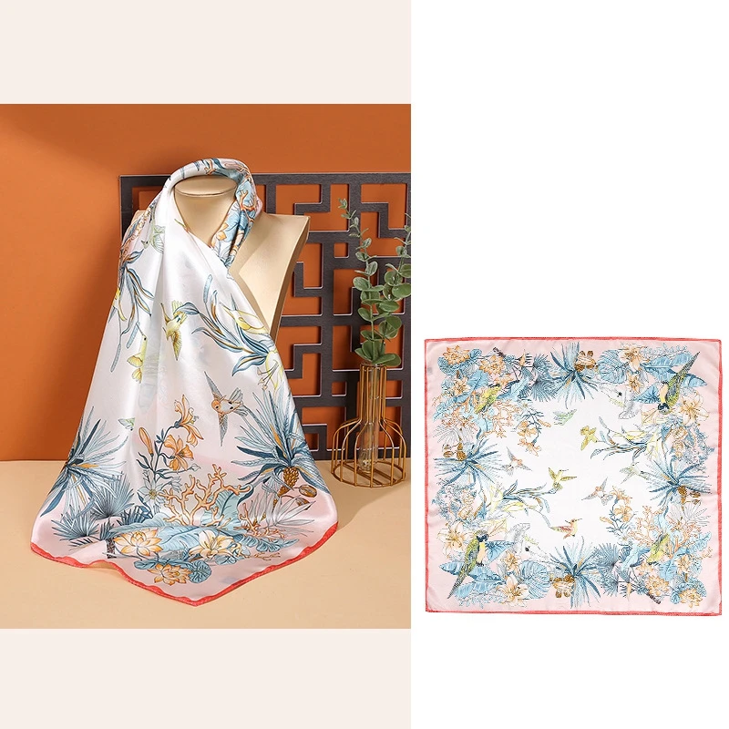 Custom Digital Printing Small Soft Squares Decorative Silk Twill Scarf Silk Scarves Wholesale