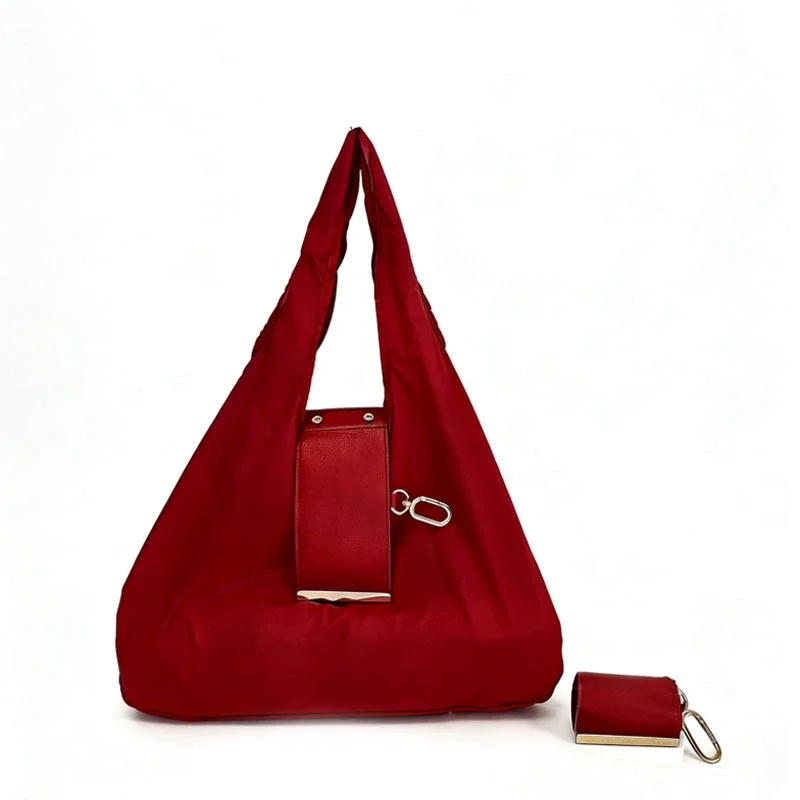Custom New Portable Fashion Luxury Travel Daily Shopping Grocery Bag Easy Carry Foldable Keychain Tote Bag for Women