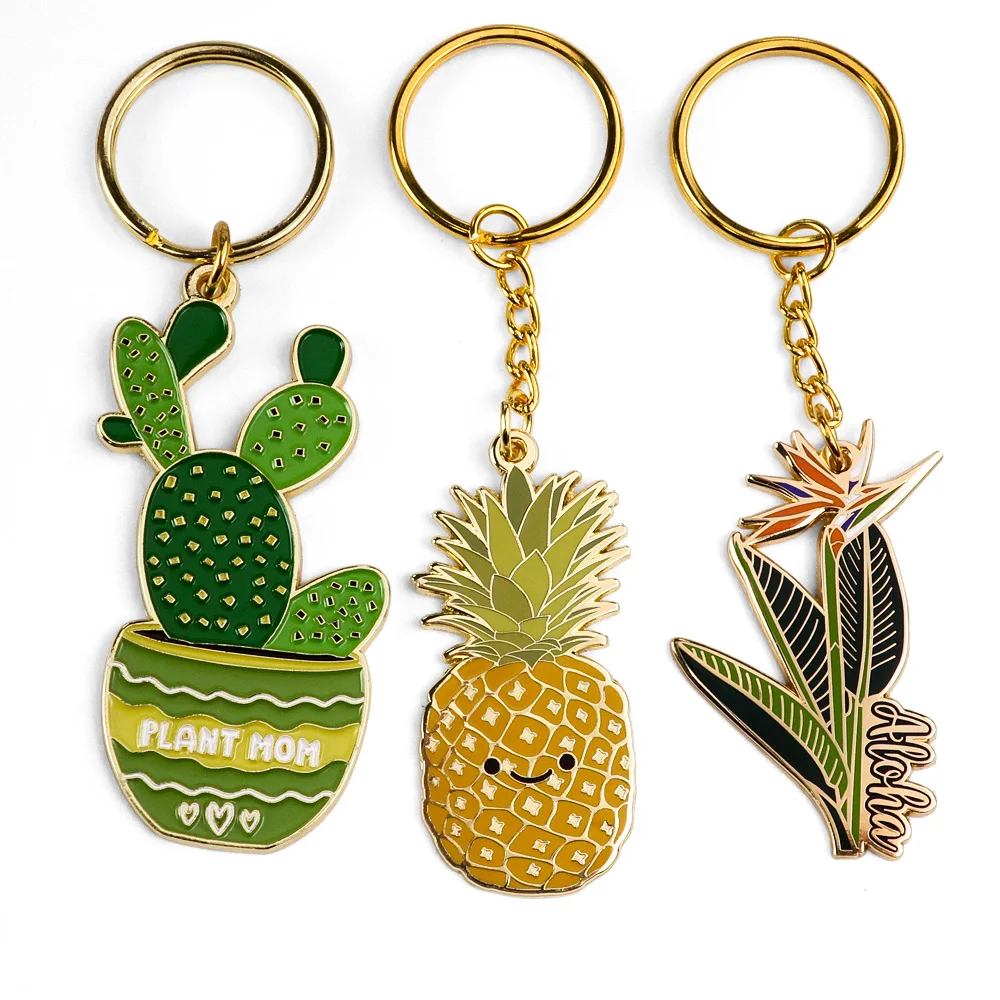 Lucky Charm Maker - New Tropical Fruit Key Chain Enamel Gold