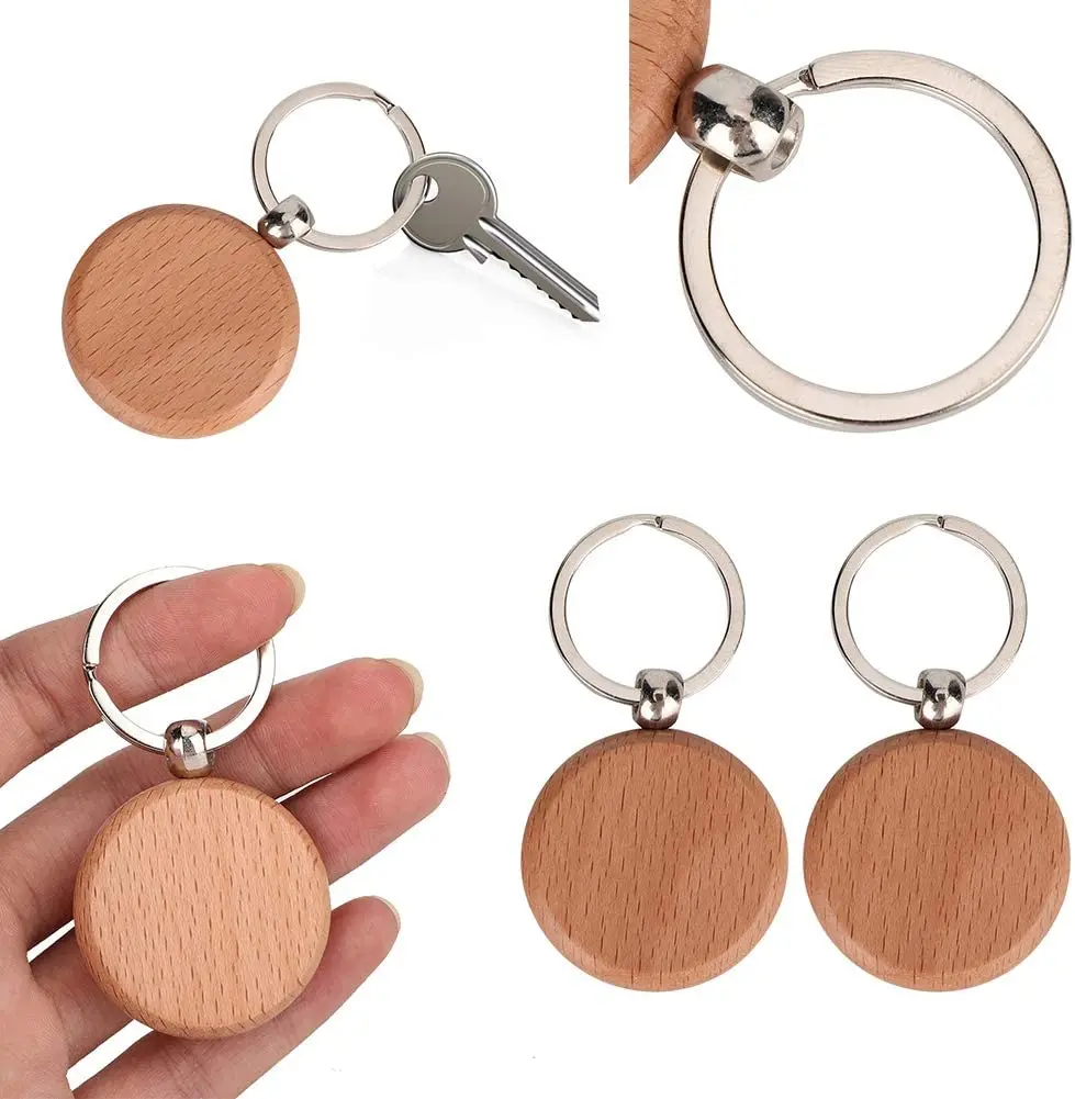 Круглый пустой деревянный брелок для ключей персонализированный бирки ручная работа маленькие подвесные аксессуары украшение одежды и сумок своими