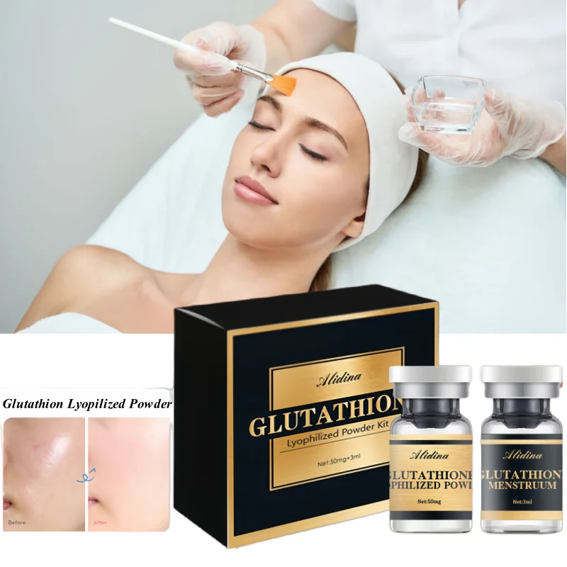 T Private Label Glutathione Lyophilized Powder Kit for Face Whitening  Lighten Skin Spots Evens Out Skin Tone Glutathione Serum