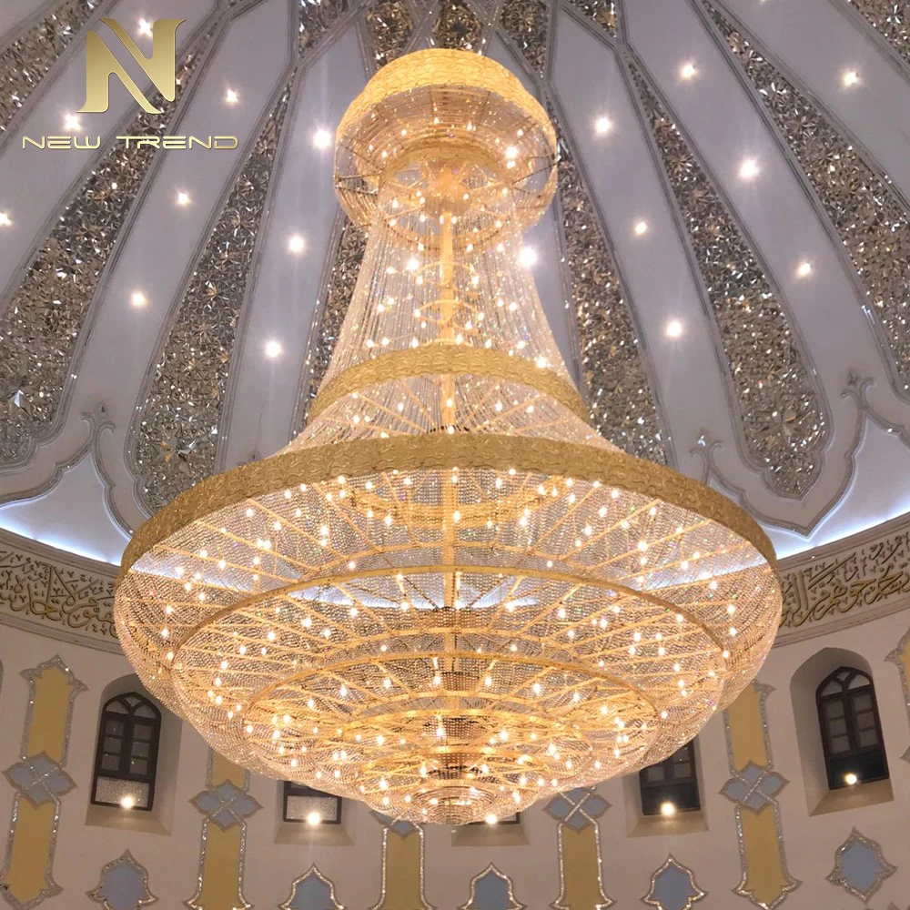 cpl-008 Bespoke Grand Crystal Mosque Chandelier – Oversized Islamic LED Lighting for Masjid Prayer Hall