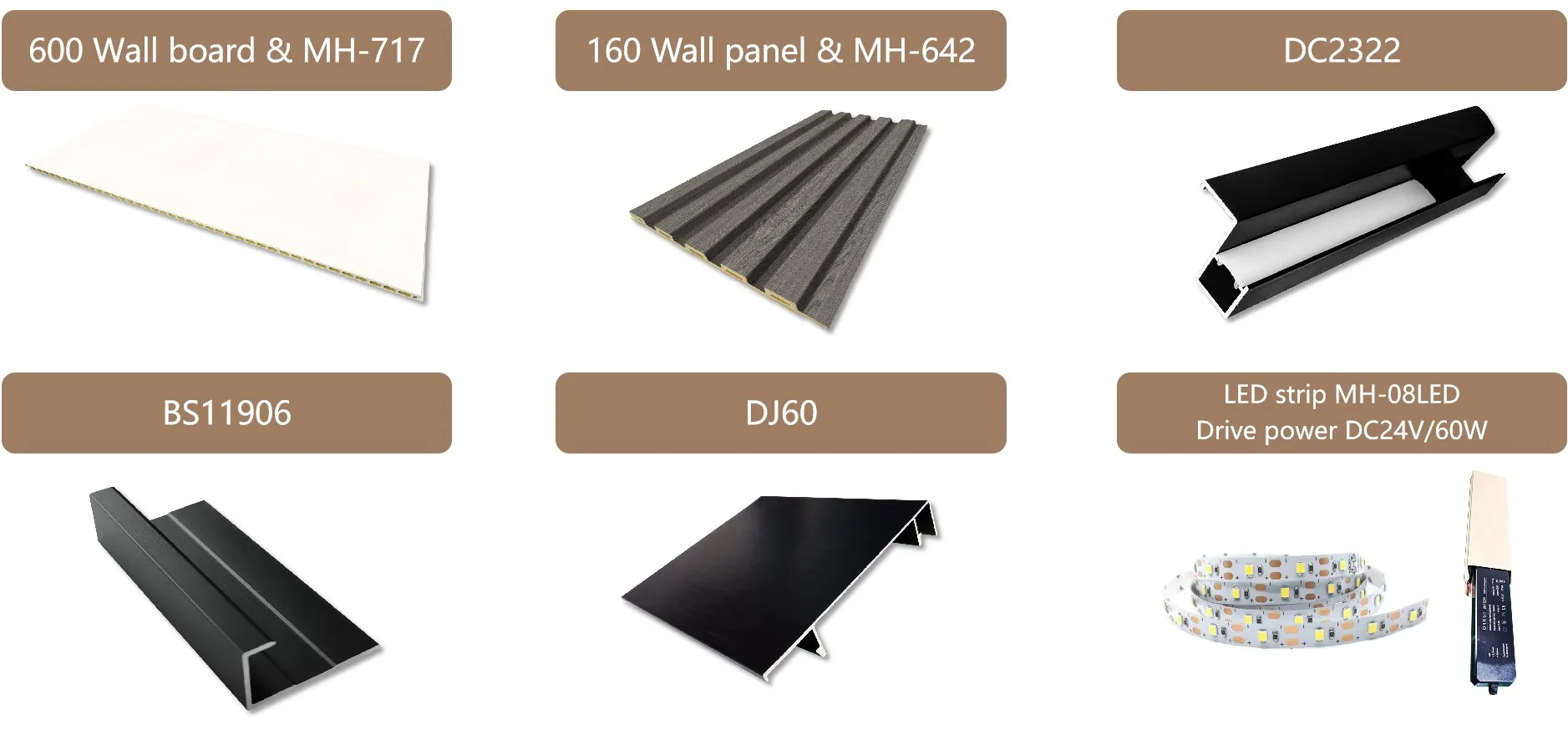 product melinco wpc fluted wall panel set marble sheet grey grille wall panel tv backdrop combination interior wall decoration-7