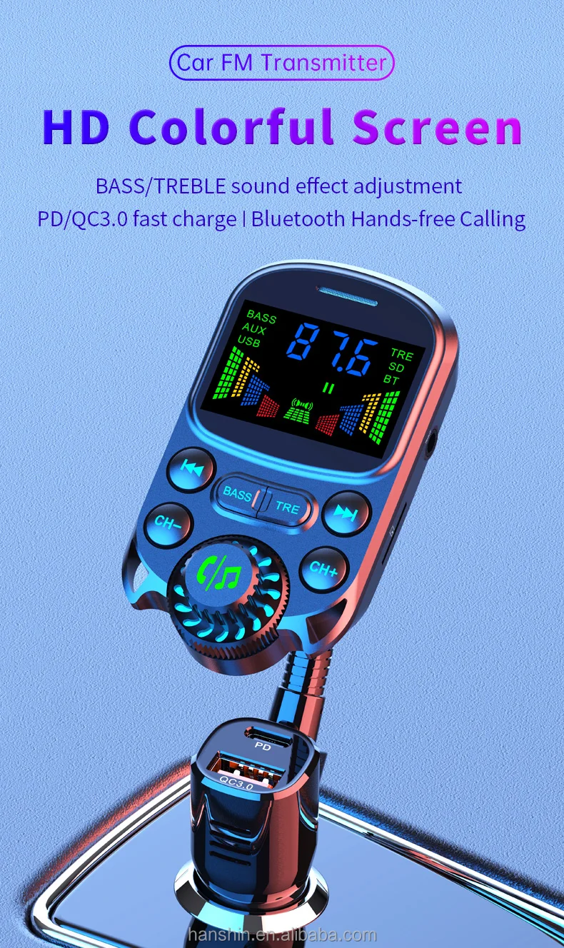 2023 New Arrival Bc86 Fm Transmitter Handsfree Car Mp3 Player With