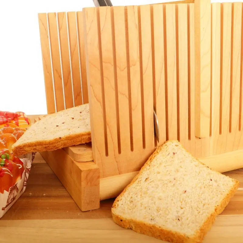 Custom Foldable Stitching Toast Bread Slicer Cutting Guide Tool Bamboo
